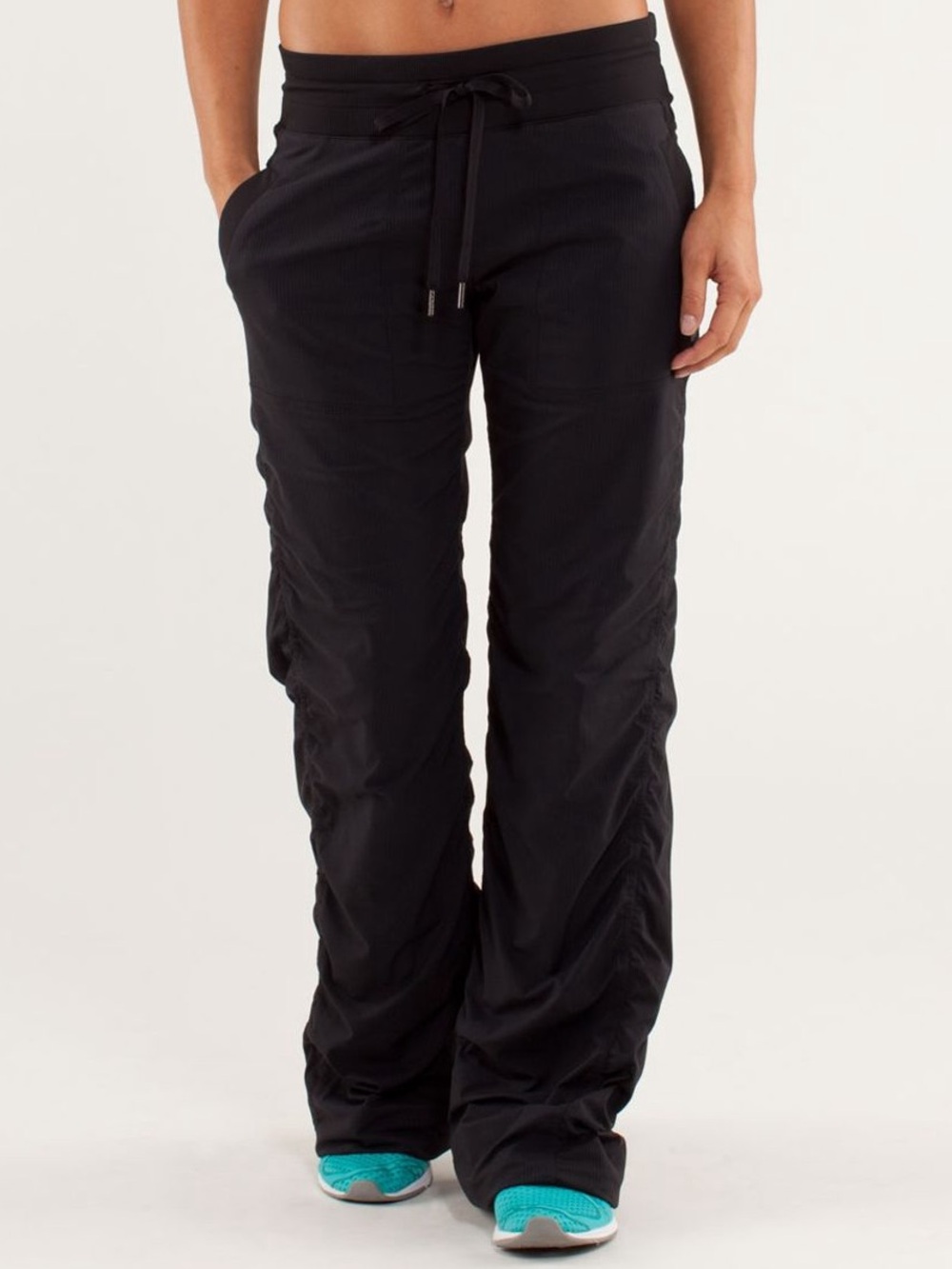 Lululemon Dance Studio Black Yoga Pants Ruched Swift Pull On Drawstring 2